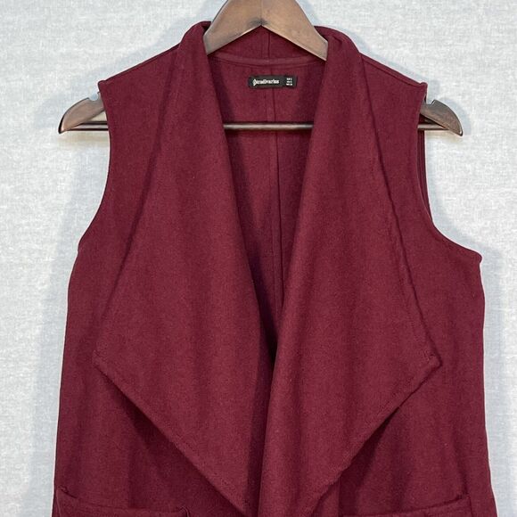 Stradivarius Sleeveless Oversized Open Cardigan Women Size‎ S Red Pockets - Picture 2 of 10
